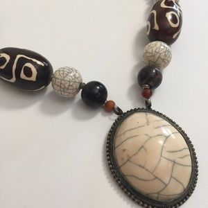 Huge tribal bead statement handmade necklace